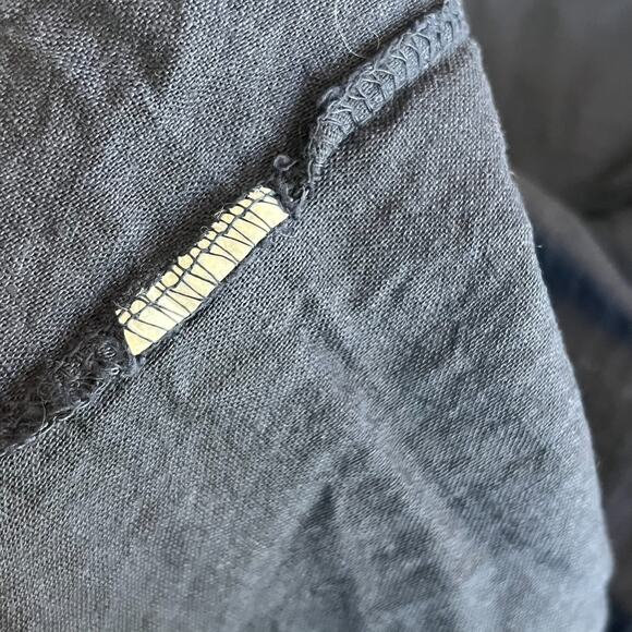 Elena Baldini Blouse Women's Size M Dark Blue Button Up Collared Linen - Picture 7 of 8